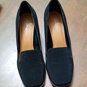 Andiamo Women's Black Studded Loafers